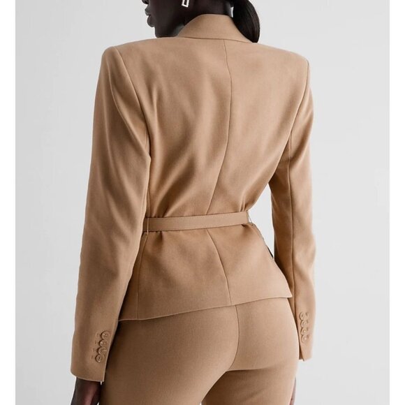 NWT Women's EXPRESS Double Breasted Belted Blazer Pecan | Size L - Picture 2 of 12